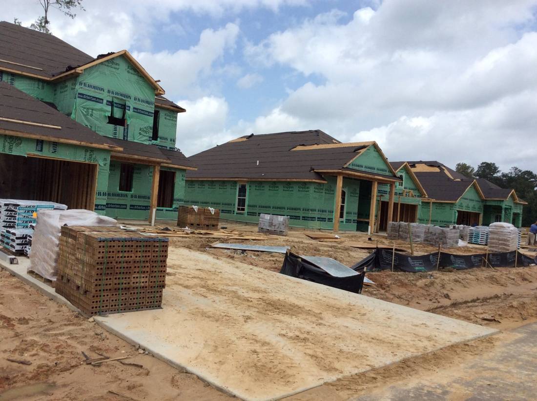 New homes rising in a developed subdivision
